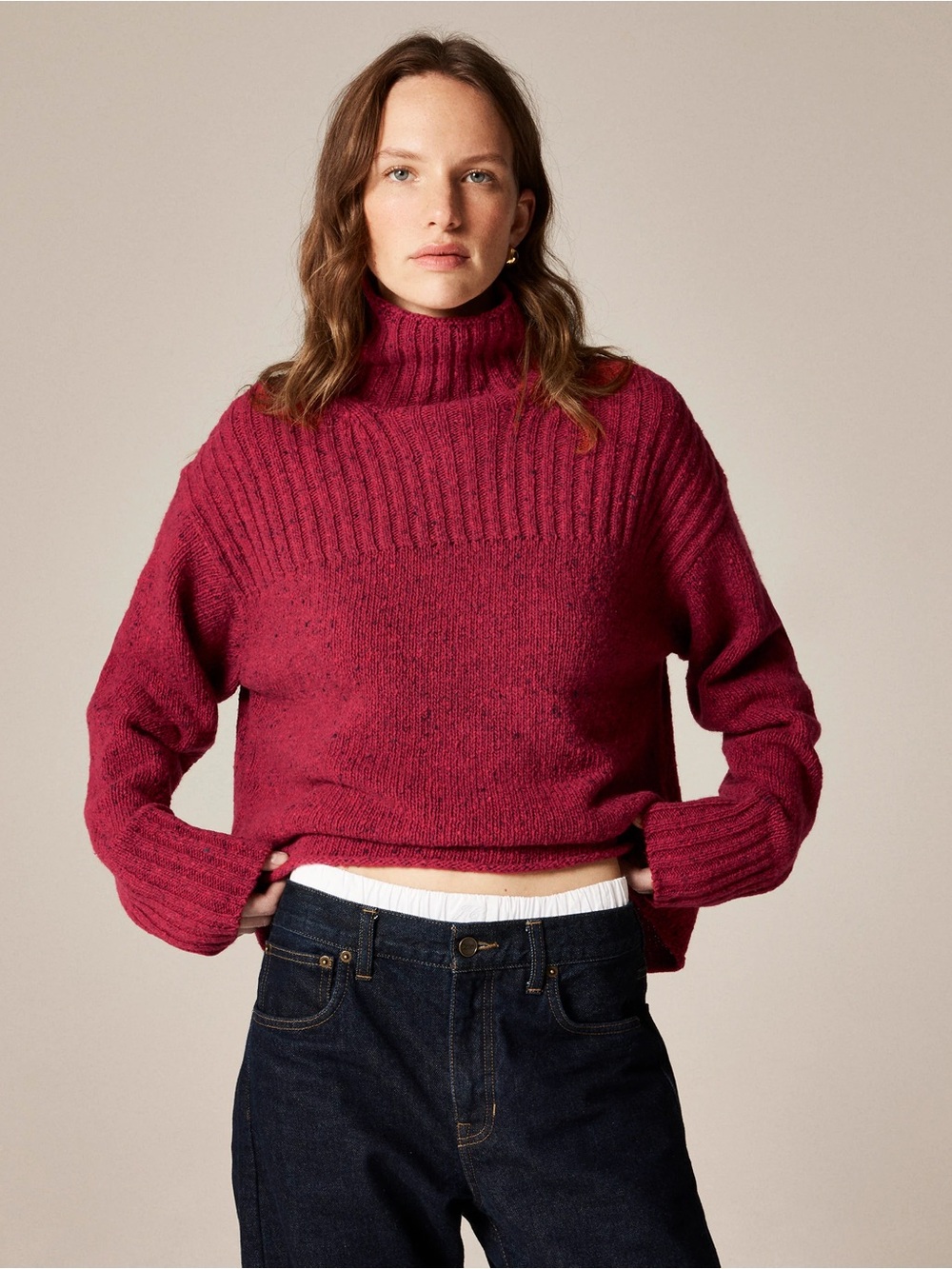J. Crew Ribbed Turtleneck Sweater in Donegal Wool Blend